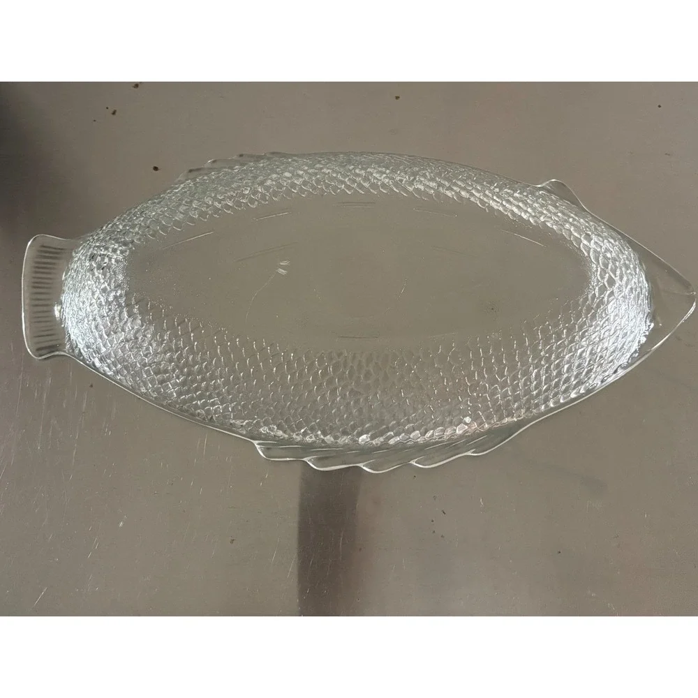 Vintage‎ Glasbake Clear Glass Fish Serving Platter J-241 Large 17 inch USA Made